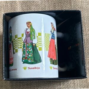 New Lithuania Folk Costume Porcelain Coffee Mug Cup 5 Regions Cultural Fashion